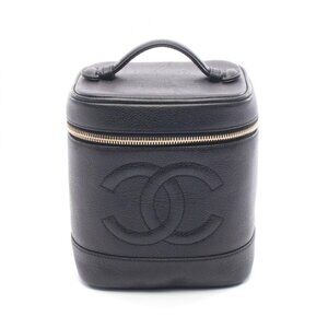 Chanel Handbag CC Logo Black Leather CC Vertical